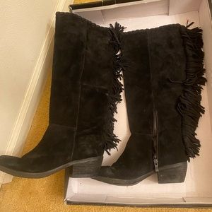 Reba black fringe ladies boots
